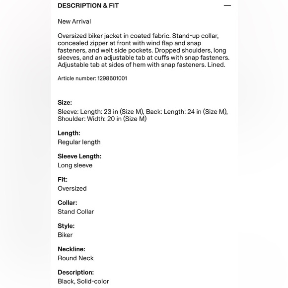 H&M Divided Oversized Biker Black Leather Jacket - Picture 14 of 15